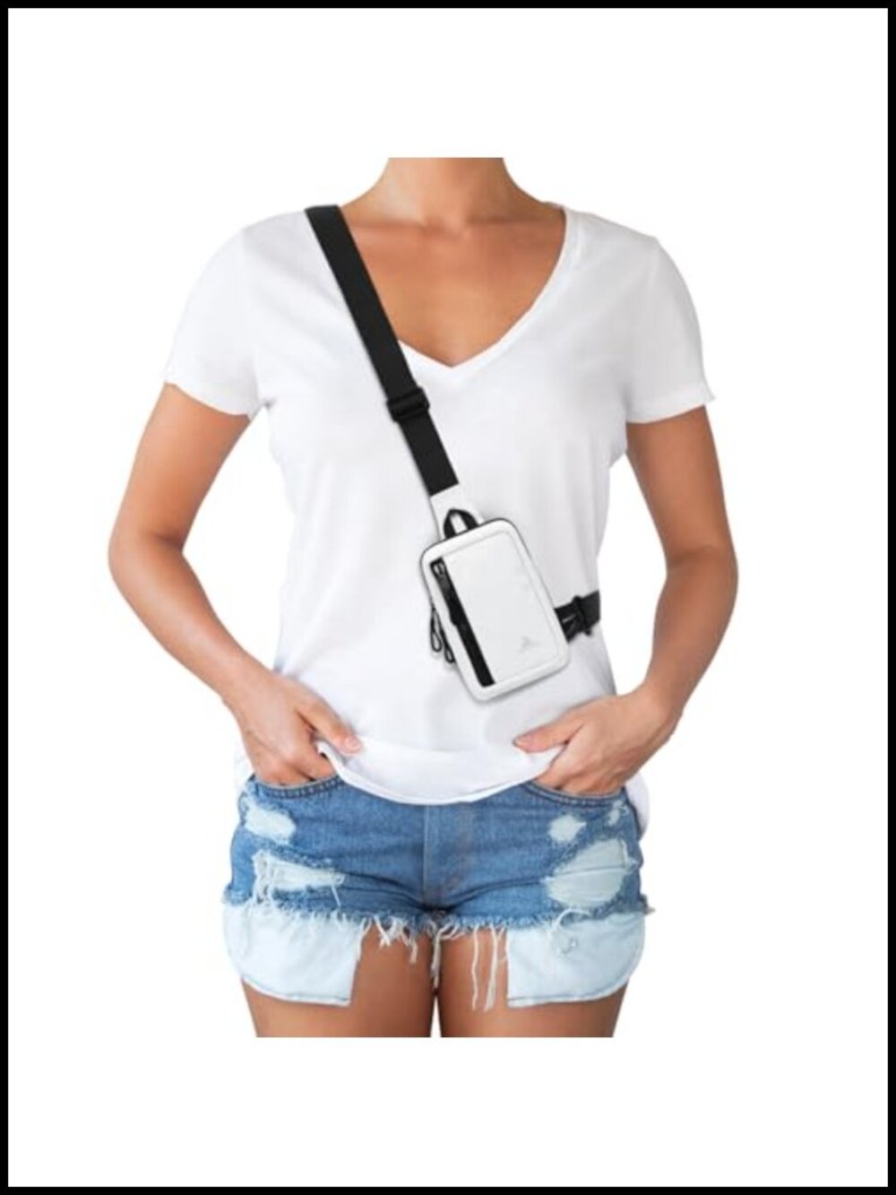 Nylon Crossbody Sling Bag Adjustable Reversible Strap Water Resistant Padded